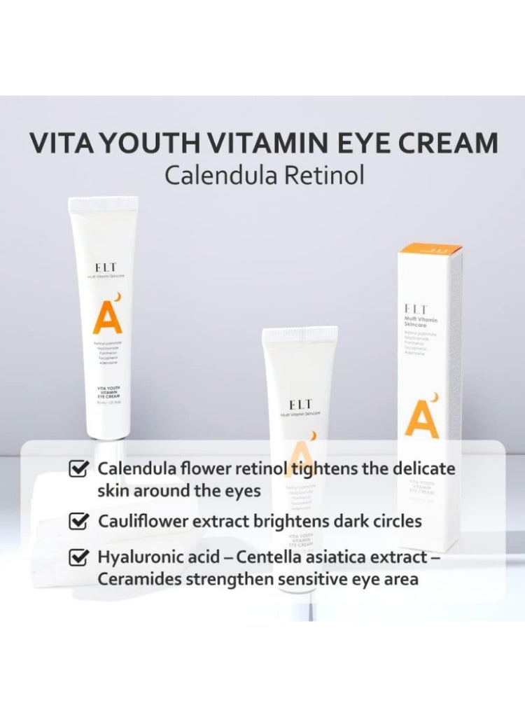 اي ال تي ELT Vita Youth Vitamin A Eye Cream 30ml – كريم عين بفيتامين A لمكافحة التجاعيد والهالات وشد البشرة - Image 2